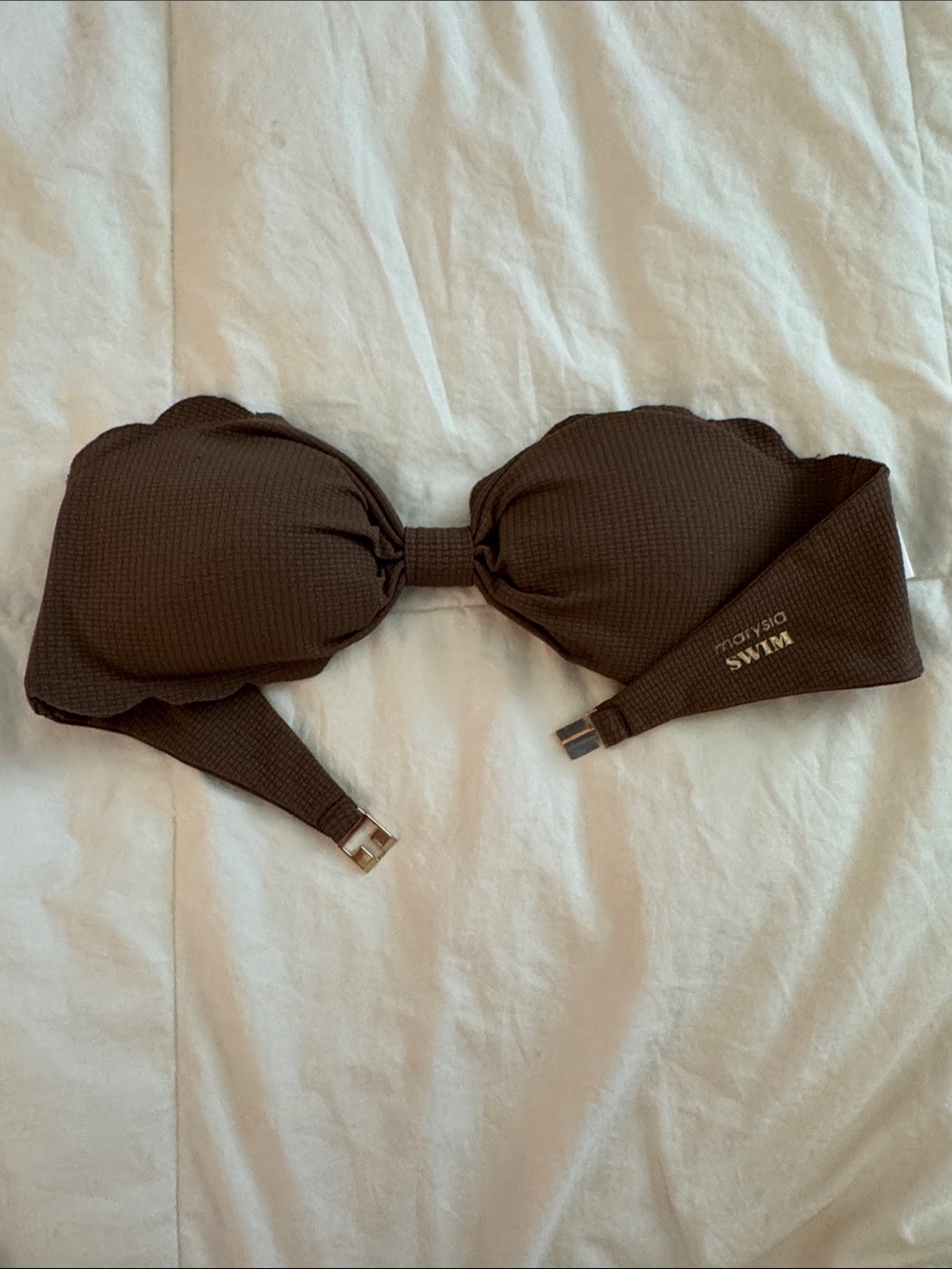 Marysia Brown Scalloped Bandeau Bikini Top